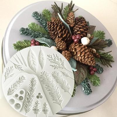 Silikonform für Sugarcraft, Blätter, Laub, Weihnachtsbaum, Tannenzapfen, Harz, Werkzeuge für Cupcakes, Fondant, Kuchen, Spitze, Dekorationswerkzeuge, Backen