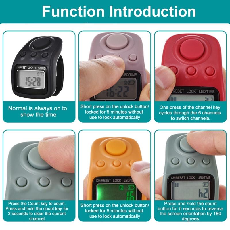 Počítadlo ručního počítání 6místné počítadlo klikání prstů Dobíjecí počítadlo kol Ruční počítadlo počtu kliknutí