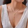 Stainless Steel Three-Color Rosary Virgin Oval Cross Y-Shaped Gold Necklace