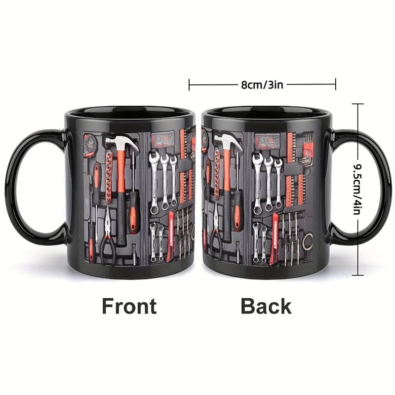 1 Stück Keramik handbemalte mechanische Tasse, Werkzeugkasten Keramik Kaffeetasse, geeignet für Zuhause, Bar, Camping und Autoenthusiasten