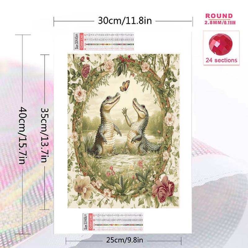 Crocodile Pattern  3pcs 100% Round Full Drill 5D DIY Diamond Painting Embroidery Cross Stitch Rhinestone Décor