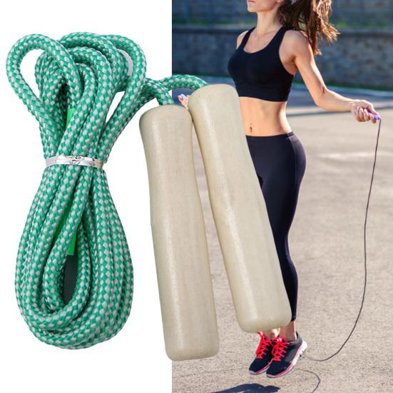 Jumping Rope Wood Handle Adjustable Strong Flax Weaving Long Rope Fat Burning Professional Adult And Children Fitness Exercise