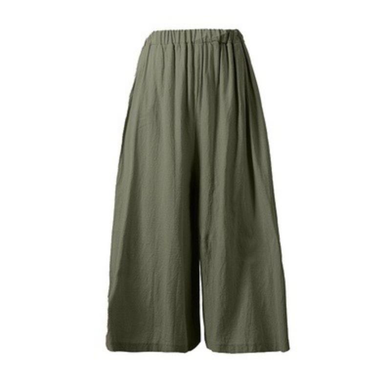 Summer Women's Fashion Solid Color Linen Wide Leg Pants Casual Pants Long Pants Women's Pants Trousers Women’s