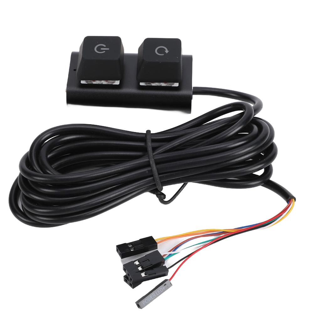 Desktop Computer Power Switch ON Off Reset PC External Power Supply Switch with 7 Color LED Lights 2m Cable