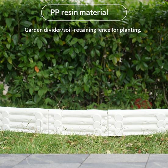 Plastic Decorative Garden Fence Imitation Log Retaining Border Garden Landscaping Edging Border Panel for Lawn Yard Flower Beds Paths
