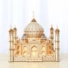 Hallisun 3D Wooden Puzzle Taj Mahal Wooden Model with LED Light India Building Building 3D Puzzle Craft Handicraft DIY Mechanical Assembly Kit for