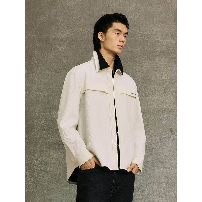 GXG Men's Textured Lapel Long Sleeve Shirt