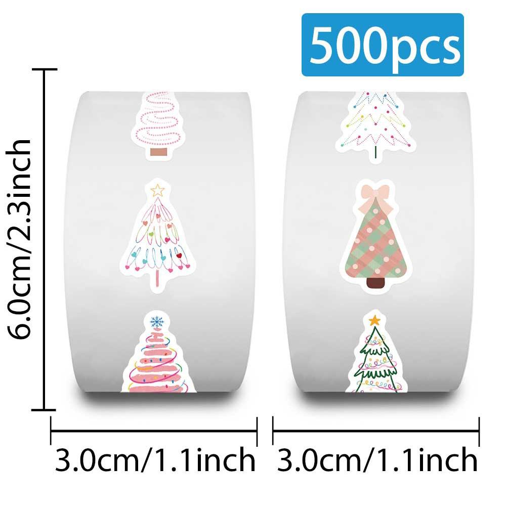 500pcs/Roll Cartoon Christmas Tree Reward Stickers Cute Creative Decoration Decal for Suitcase Laptop DIY Seal Label Sticker Toy