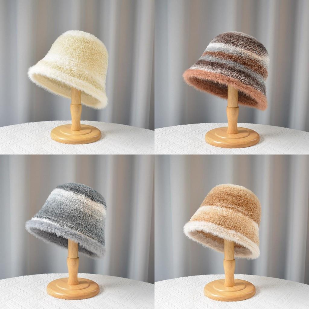 Autumn Winter Striped Colorblock Fisherman Hat With Breathable Warmth For Outdoor Activities