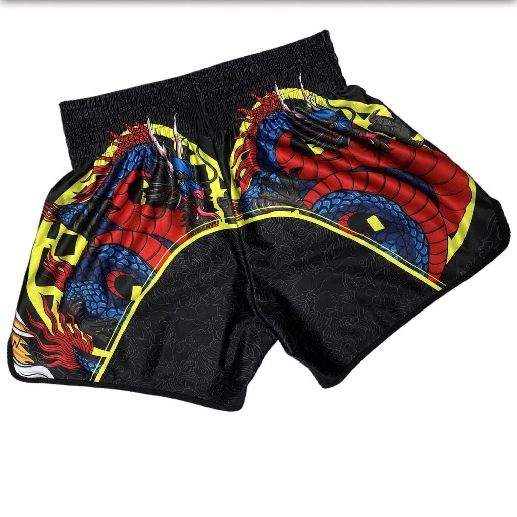 Twin Dragons Muay Thai Kickboxing Boxing MMA UFC Casual Shorts Gym Sport Unisex Men Women Workout Quick Dry Print Elastic High Waist Training