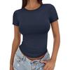 New Women's Slim Fit T-Shirt Summer Sexy Short Sleeve Round Neck Tops Korean Fashion Basic