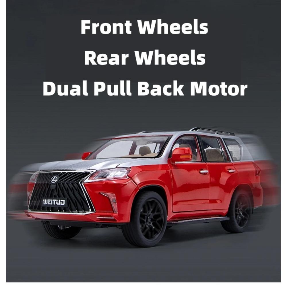 1/18 Lexus LX570 SUV sport mașină de jucărie model metal turnat sub presiune miniatural tragere înapoi uși luminoase deschise colecție cadou pentru copii