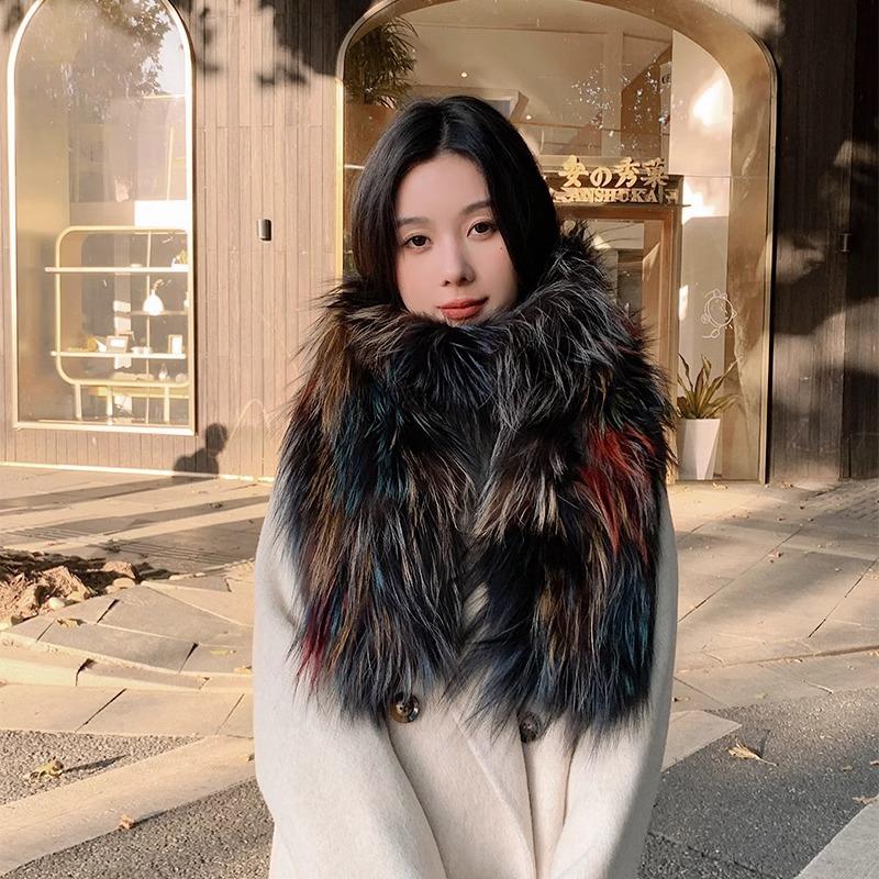Temperament Fox Fur Scarf Hand-woven Wool Collar Warm In Autumn and Winter Plus Long Hair Fur Scarf Women