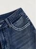 Jeans da donna slim micro-svasati con tasche ricamate e lavaggio scuro