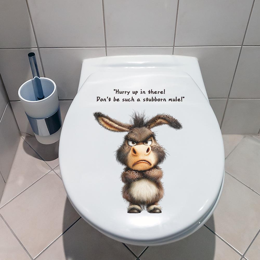 Angry Funny Donkey Toilet Seat Sticker Bathroom Decor Removable Waterproof Decal