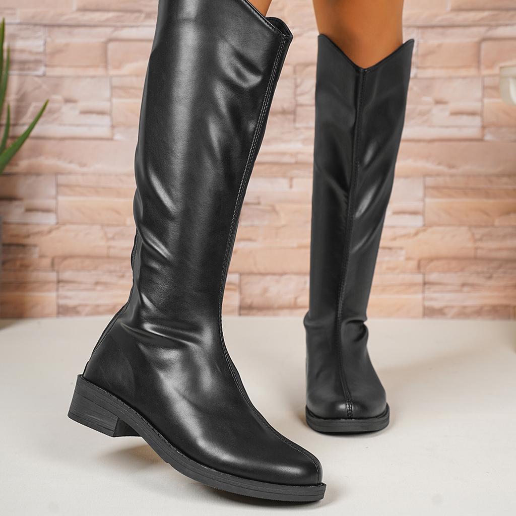 Fashion New Style Winter Boots Minimalist and Fashionable Leather Knight Boots Women's Cowhide Soft High Boots Women Zapatos Mujer