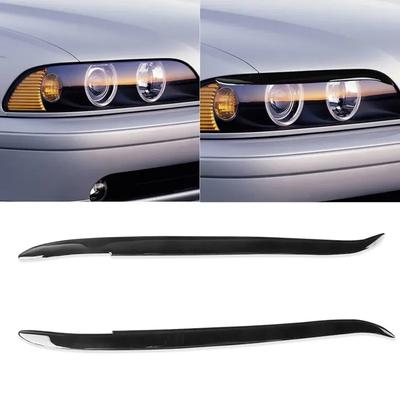 Pro BMW řady 5 E39 1995-2003 Lesklé Piano Black Oční víčka světlometů do auta Ozdobné obočí Stylová víčka světlometů Autopříslušenství