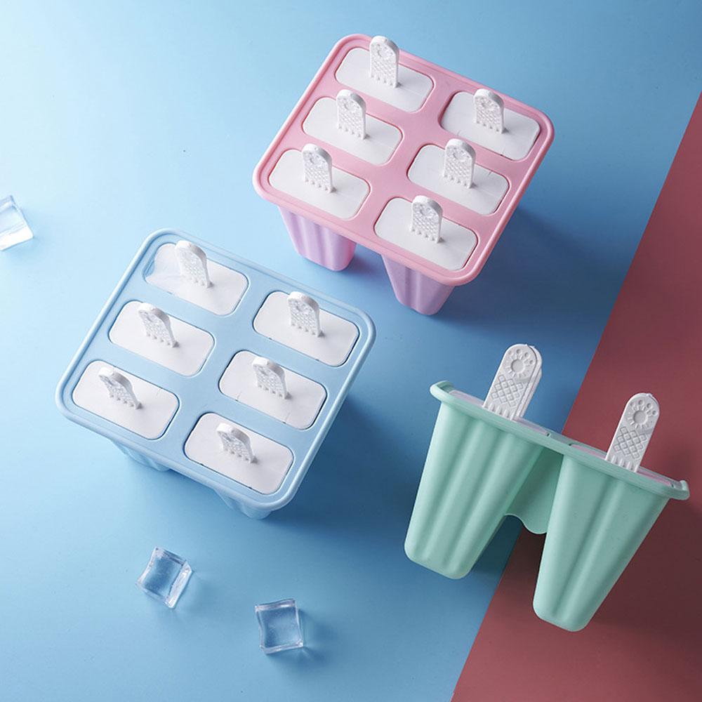 Silicone Ice Cream Mould Block 6 Cavity Frozen Molds Icy Pole Jelly Popsicle Mold with Reuseable Sticks Kitchen Accessories