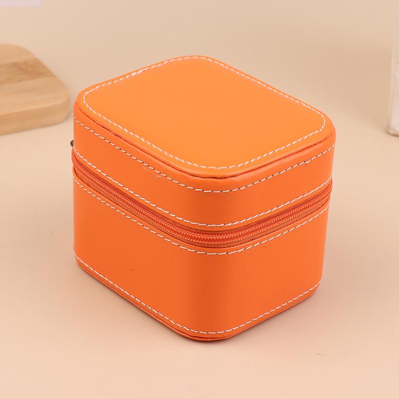 

Передовая коробка для часов из ПУ кожи с автомобильной строчкой, для бизнеса, карманные часы, портативная, на молнии, одинарная, упаковочная коробка для хранения оранжевый