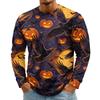 Men's Halloween Print Crewneck Long Sleeve T-Shirt for Casual Wear