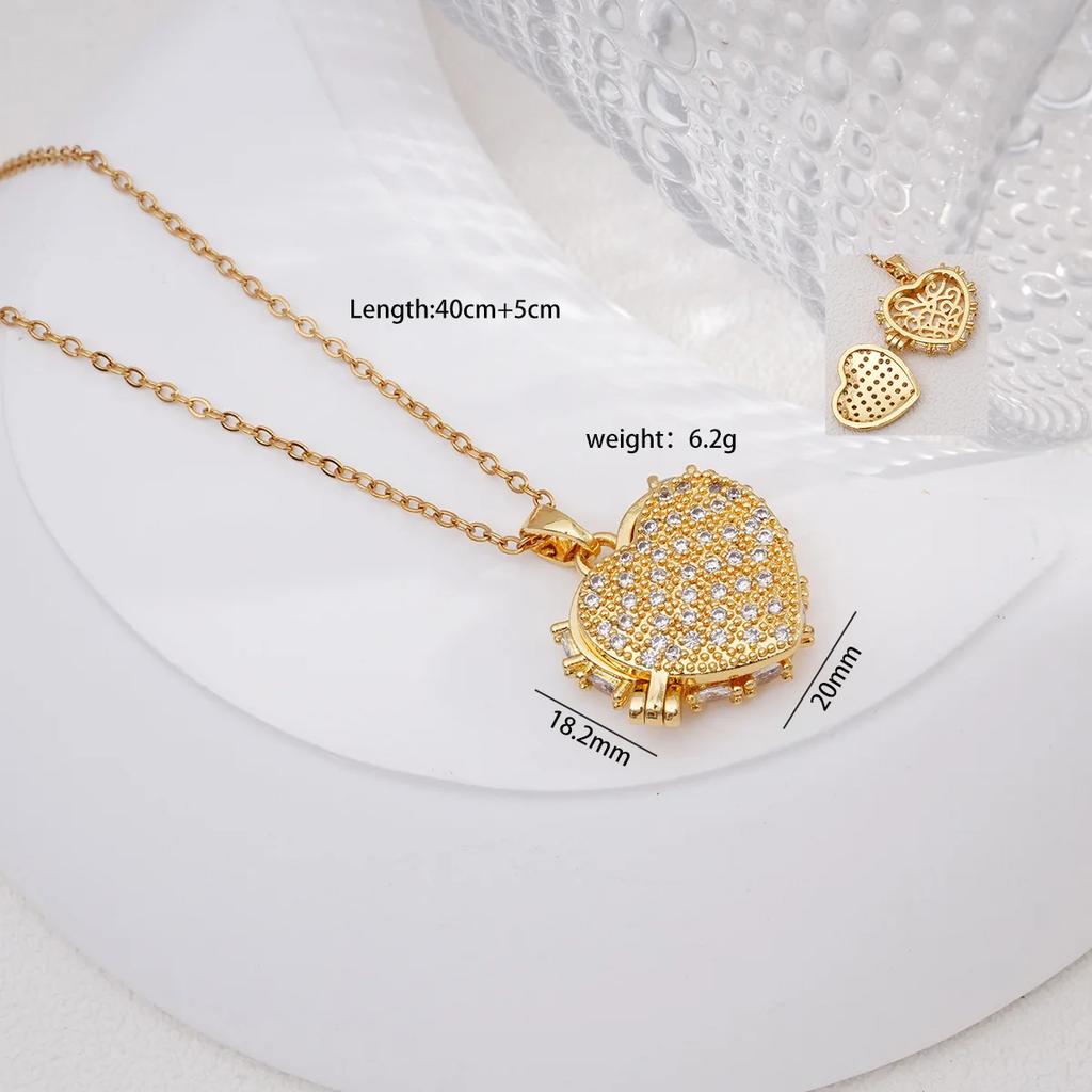 Creative Zircon Heart Can Open Photo Frame Pendant Necklaces for Women Romantic Stainless Steel Chain Jewelry Accessories Gifts