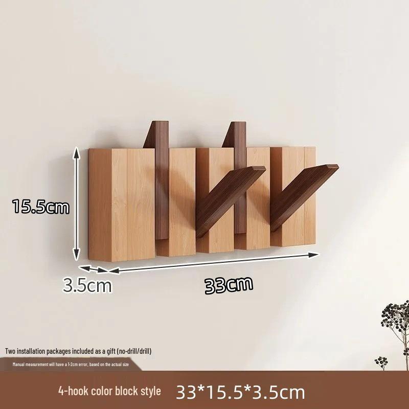 Solid Wood Wall-Mounted Piano Key Coat & Hat Rack - Punch-Free Storage Solution for Bedroom, Entrance, or Hallway.