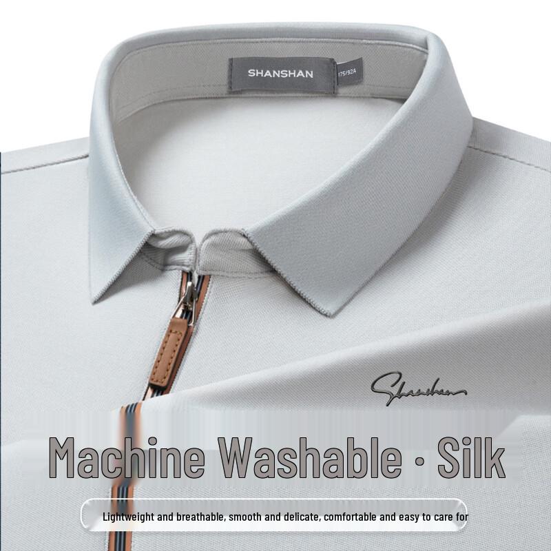 SHANSHAN Men s Linen & Silk Blend Cooling Polo Shirt L