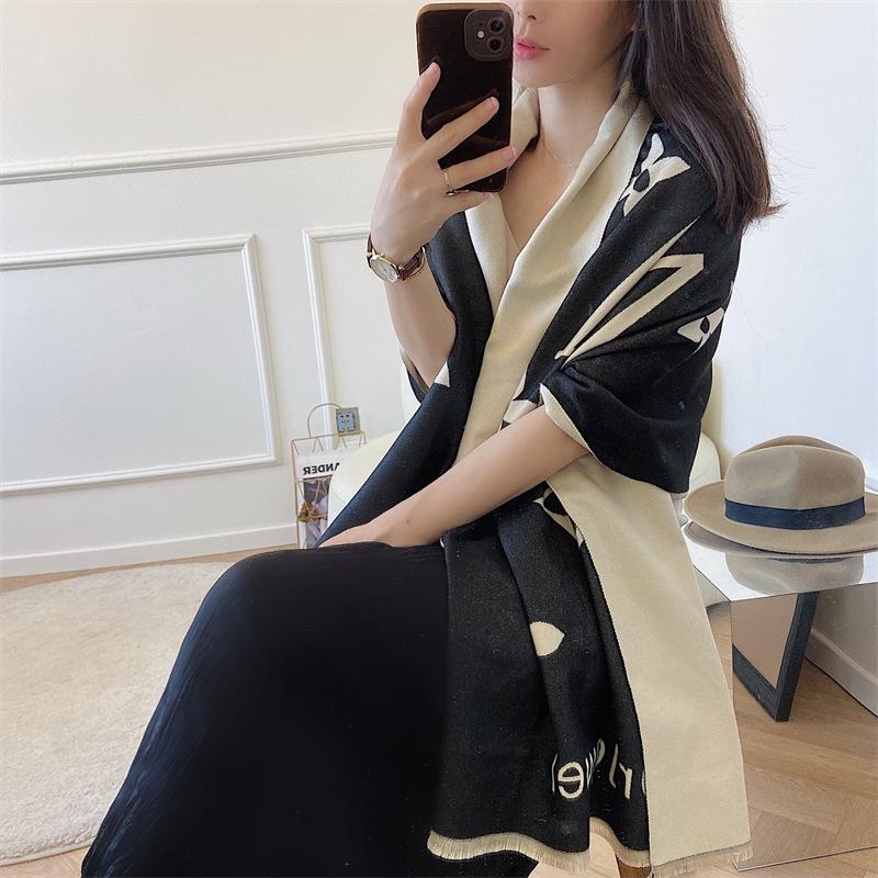 Women's Cashmere Blend Double-Sided Scarf - Autumn/Winter Warm Shawl, Versatile High-End Fashion