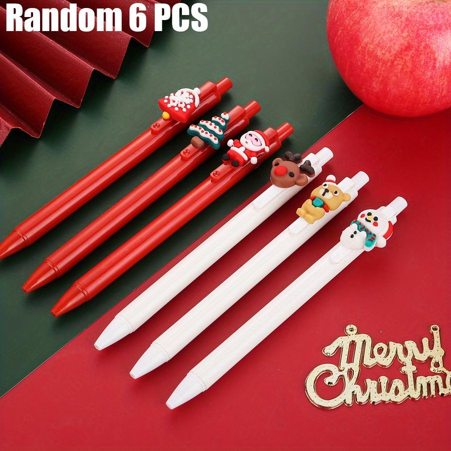 

6/ 20 шт. Патч Санта Снеговик Рождественская Растягивающаяся Ручка 0,5 мм Черный Хорошее Качество Веселые Ручки Детские Подарки для Вечеринки Школьные Канцелярские Товары Снова в Школу 6 PCS