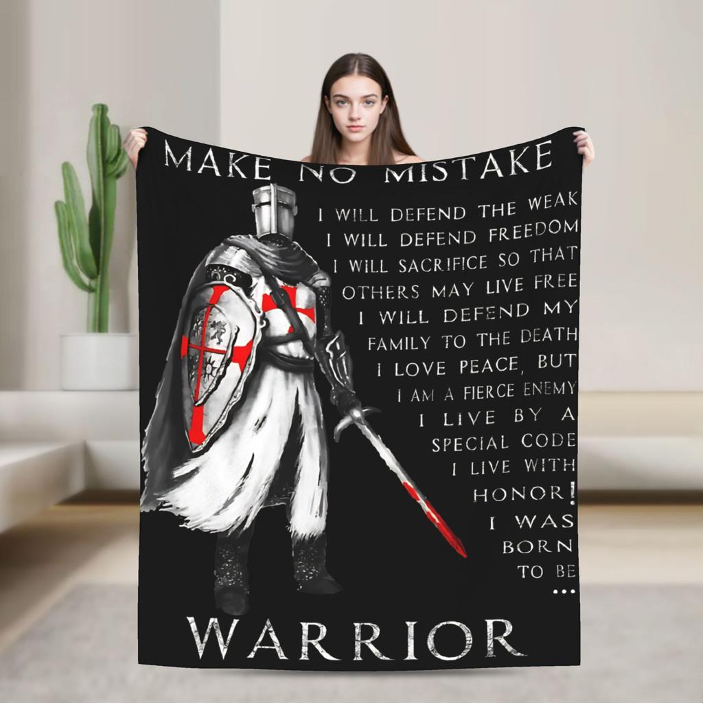 The Knights Templar with Templar Cross Blanket Soft Funny Plush Throw Blanket For Kids Bedroom Flannel Bedspread Bed Cover