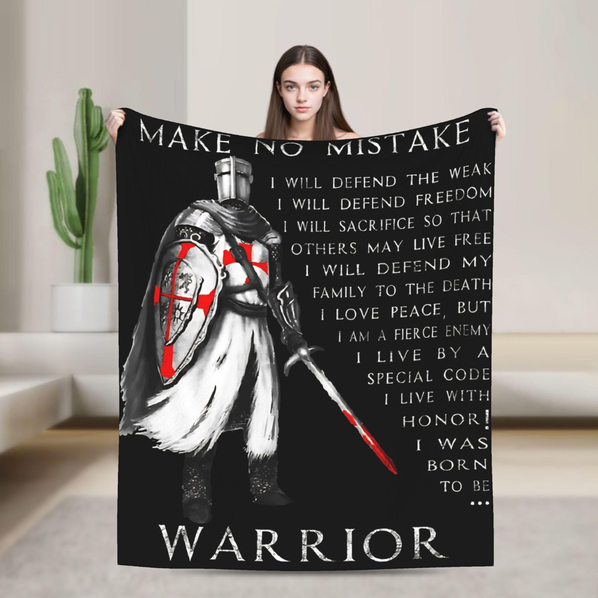 The Knights Templar with Templar Cross Blanket Soft Funny Plush Throw Blanket For Kids Bedroom Flannel Bedspread Bed Cover 75x100cm (30x40inch)