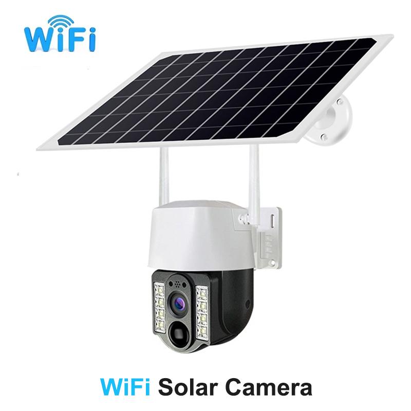 

Solar WiFi PTZ Camera 4G Sim Outdoor Waterproof IP Cameras PIR Motion Detection Night Vision Built-in Battery Surveillance Cam WiFi Camera No Card
