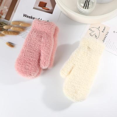 Einfache Plüsch-Mädchenhandschuhe Warmer Handschutz Erwachsenenhandschuhe Hochwertige Einfarbige Nerzhandschuhe
