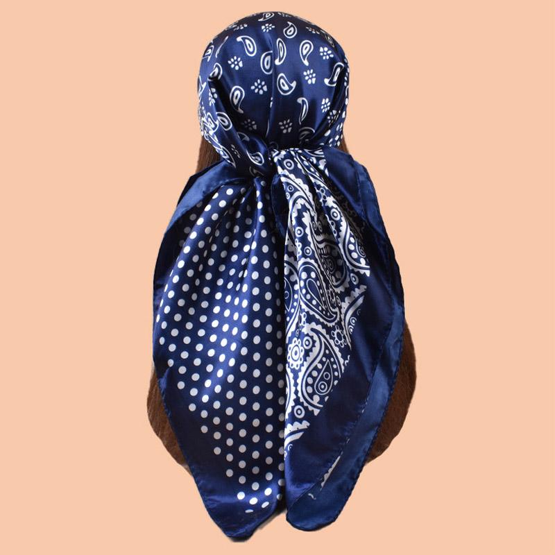 High Quality Polka Dot Square Scarf Women Designer Twill Silk Scarf Shawl Hijab Luxury Bandana Fashion Neckerchief HeadScarf