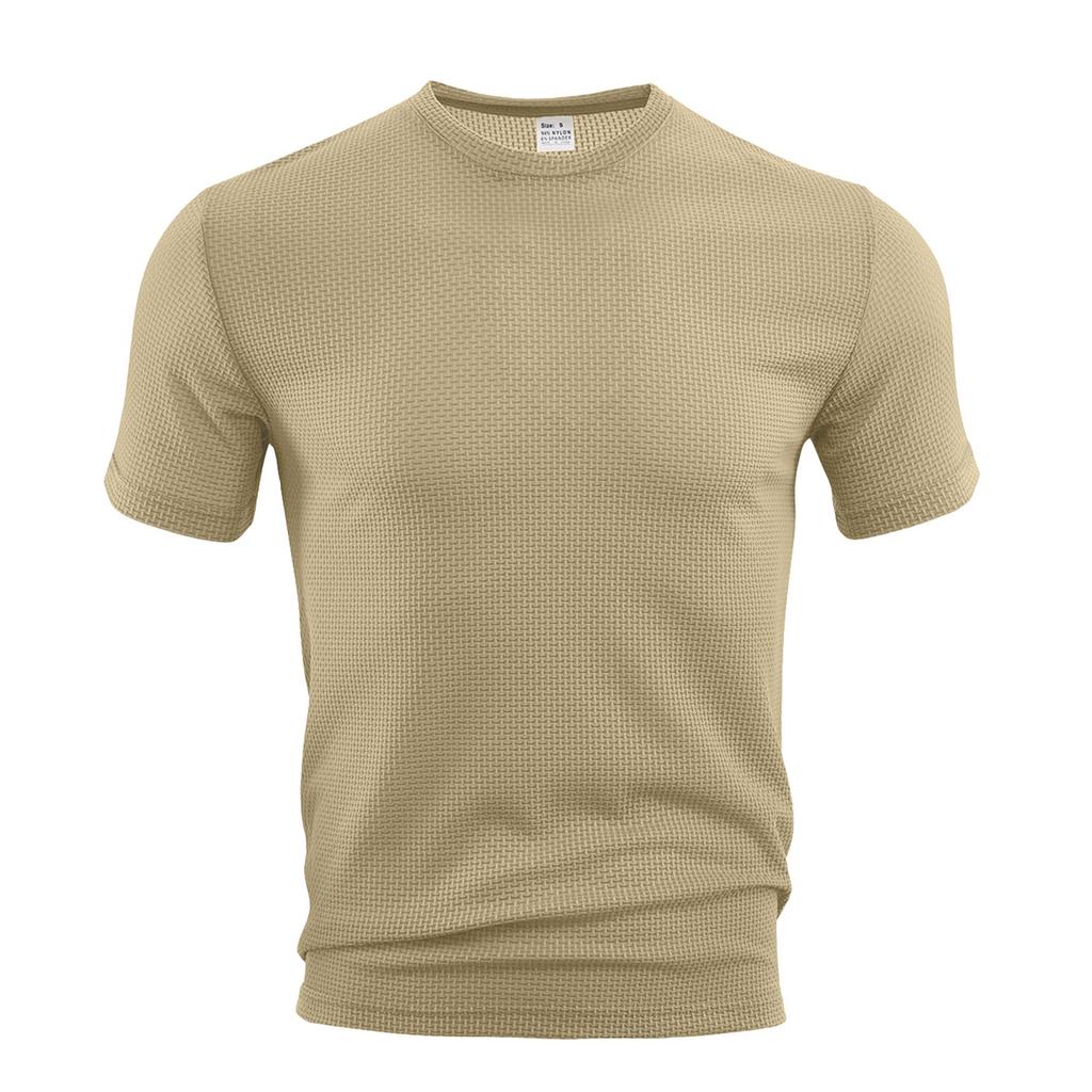 Men's Casual Short Sleeve T-shirt 2026 New Bone Flower Solid Color O-neck Fashion Breathable Comfortable Summer Versatile Top