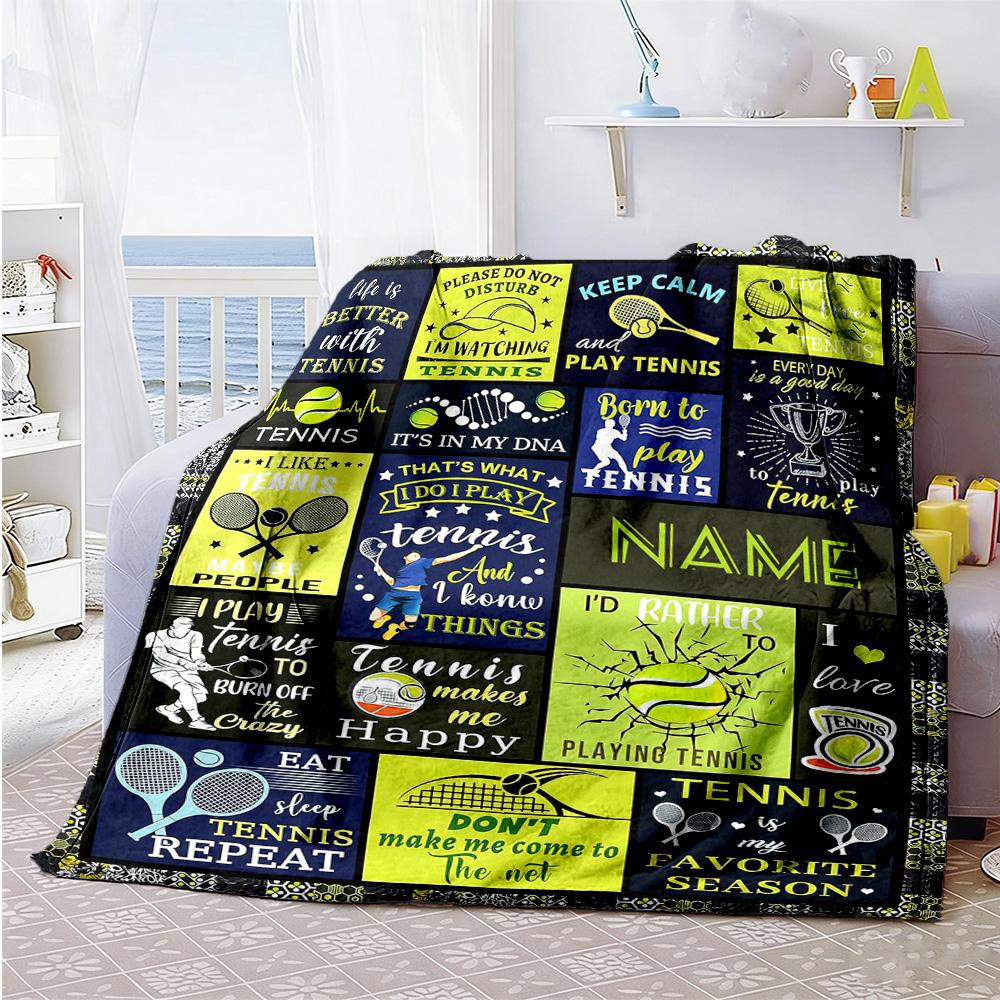 Tennis6666 Personalized Name Blanket Gift Personalized Blanket Ultra-Soft Suitable for Home Decor Picnics Couch Chair All-Season Use