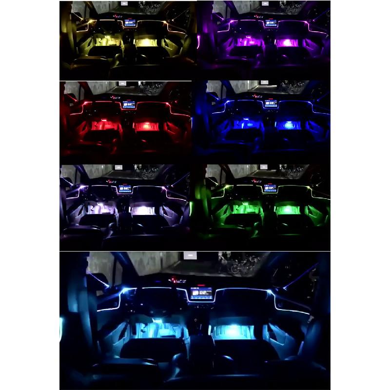 

10M 12In1 Rgb Led Car Interior Decor Neon El Fiber Optical Strip Light App Bt
