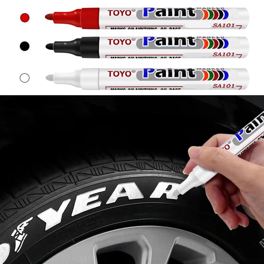 White Waterproof Cars Wheel Tire Oily Mark Pen Auto Rubber Tyre Paint Pen Cd Metal Permanent Paint Marker Graffiti Touch Up Touchup Paint2