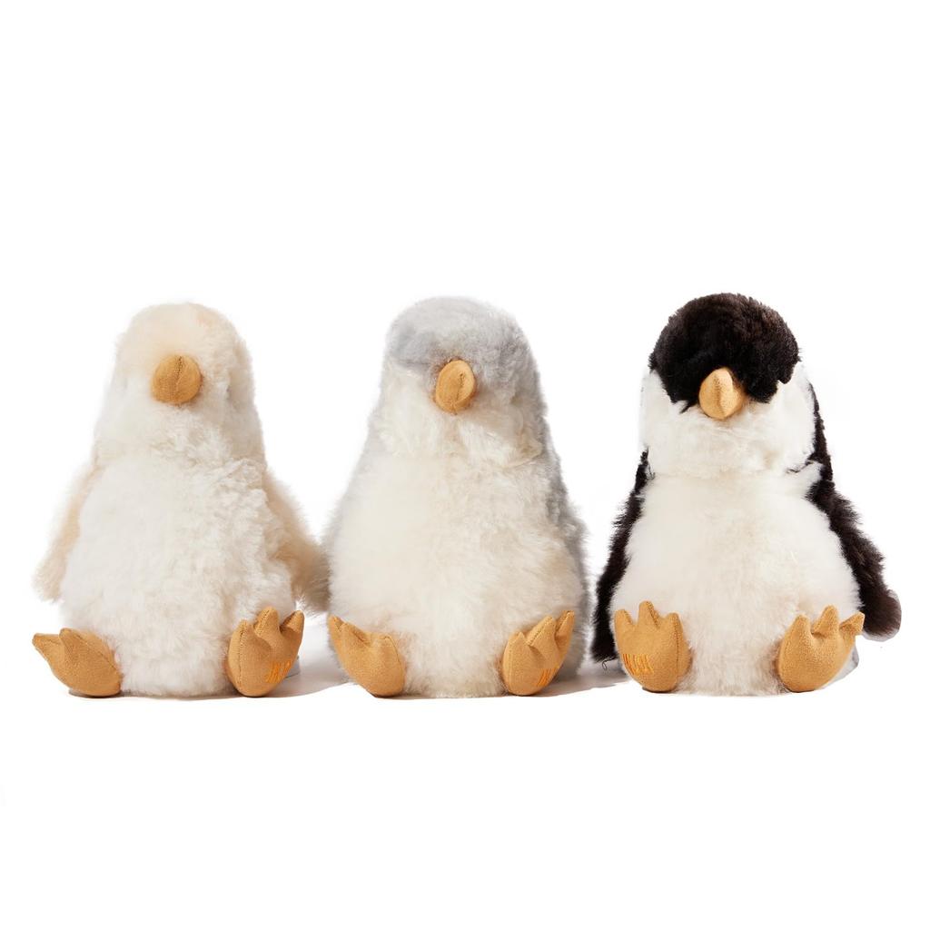 INJOI Plyschdjur, Naturlig Alpackapäls, Sällsynt, Fluffigt, Handgjort, Sött, Perfekt Gåva för Jubileer och Speciella Tillfällen (Pingvin, 30cm, Svart,