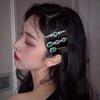 Trendy Sparkly Rhinestone Hair Accessories Square Round Hair Slide Clip Set Green Crystal Barrette For Women Girls