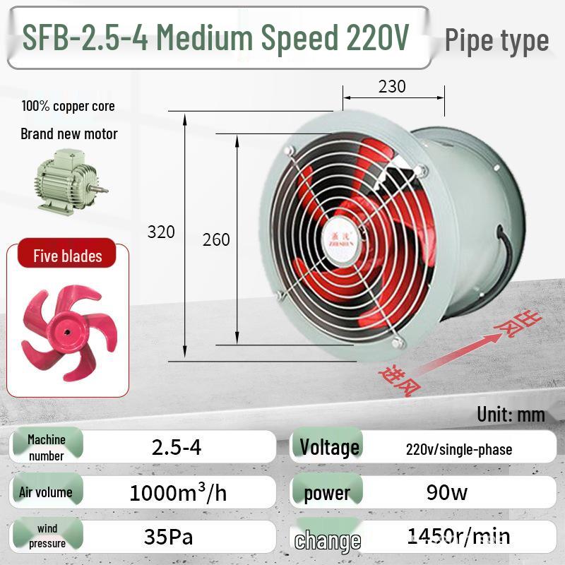 Zhejiang Yishen Oil & Moisture-Proof High-Temperature Axial Ventilation Fan for Industrial Kitchens, 220V/380V.