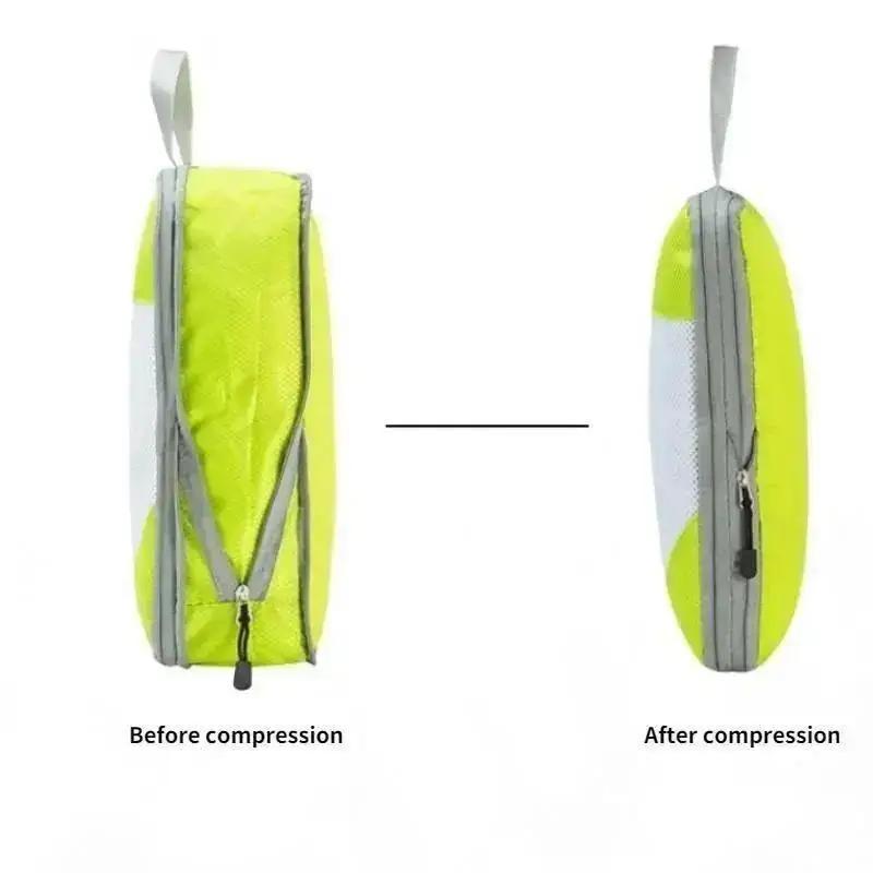4Pcs/set Portable Compression Packing Cubes Luggage Suitcase Organizer Set Extensible Packing Mesh Bags Clothing Storage Bages