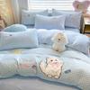 Koreanisches Zeichentrick-Applikations-Samt-Bettwäsche-Set - 4-teilig, warme Schlafsaal-Dekoration für Herbst & Winter