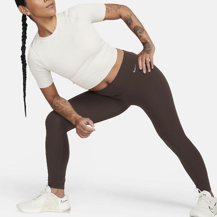 Nike Zenvy Rib Solid Logo Short Sleeve T-Shirt Women Tops Off-White FN7467-104