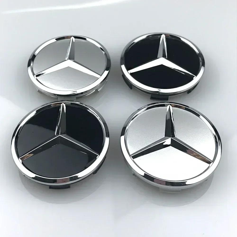 FDM5 4pcs 60mm Black Silver Car Wheel Cap Badge Logo Cover For Mercedes Benz W176 W177 W204 W205 W212 W213 W206 X156 X253 W117 W166