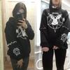 Harajuku Pentagram Lace Embossed Women's Polar Hoodies Punk Gothic Cute Bunny Oversize Hooded Velvet Sweatshirt Jersey Streetwear