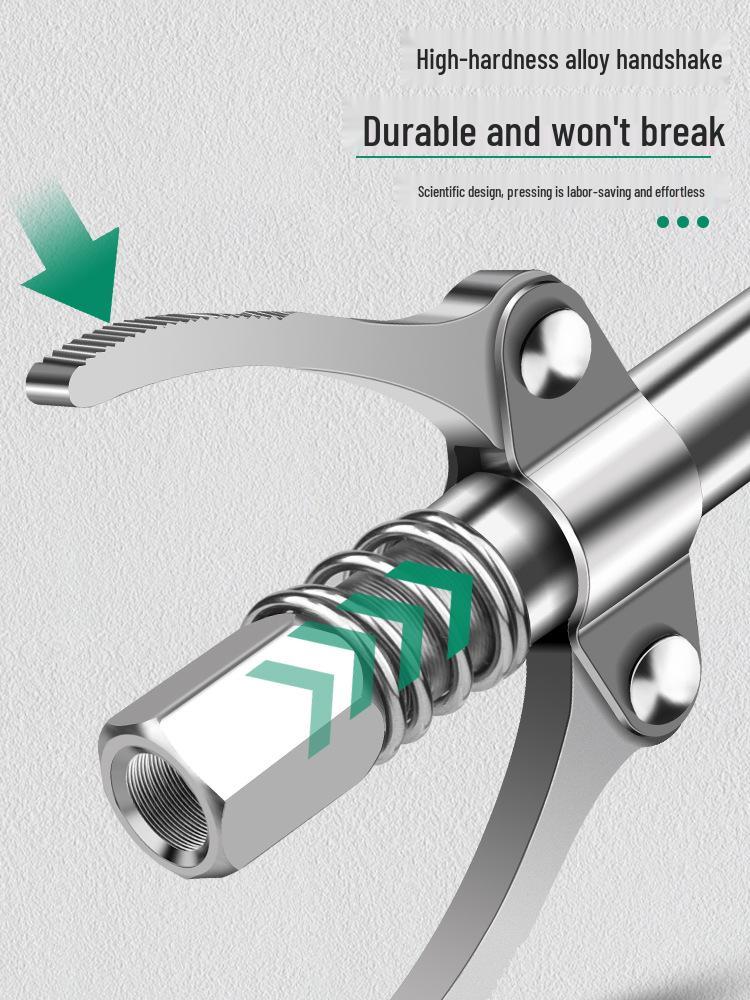 High-Pressure Self-Locking Grease Nozzle with Pliers-Type Grip and Flat Head for Electric, Pneumatic, or Manual Grease Guns