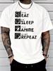 Unisexs Anime Fan Tee Eat Sleep Repeat Japanese Letter Graphic Red Crew Neck Loose Soft Short Sleeve Daily Summer Street Casual Top
