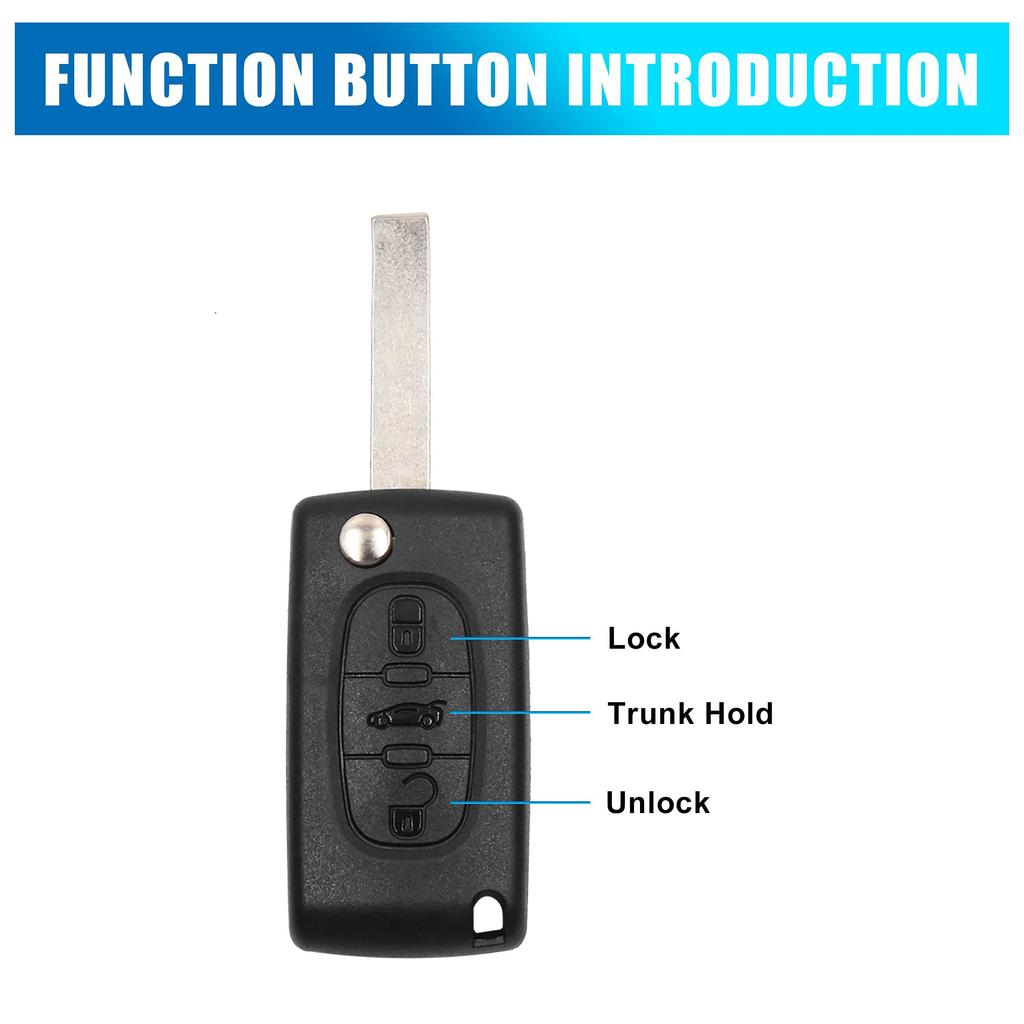 uxcell Car Key Shell Raw Fresh Key Fob Remote Control 3 Buttons Compatible with Peugeot for 207 307cc 308