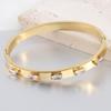 Ins Retro Titanium Steel Fashion Simple Opening 6mm Inlaid Zircon Bangle Bracelet Female